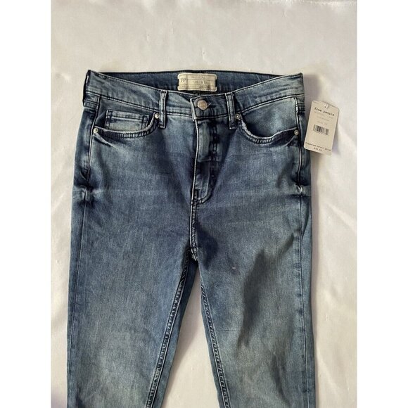 Free People Distressed Skinny Jeans W28L Turquoise Cotton Blend Womens - Picture 9 of 10